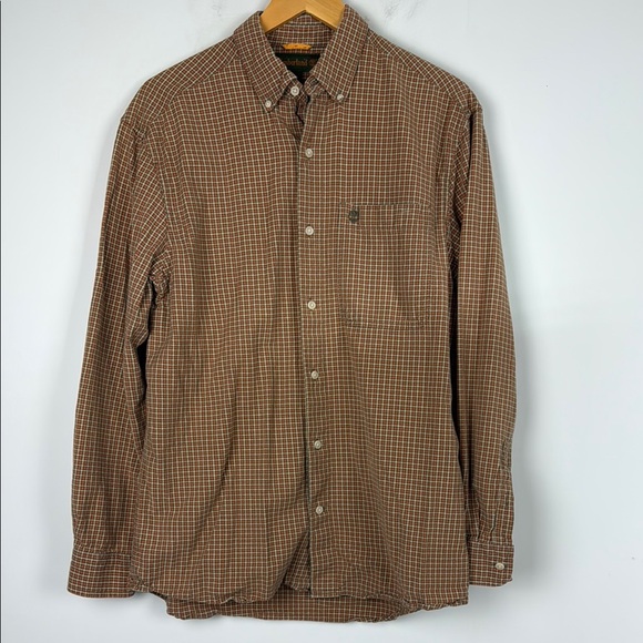 Timberland Brown Casual Flannel Button Down Shirt Size Medium - Picture 1 of 7